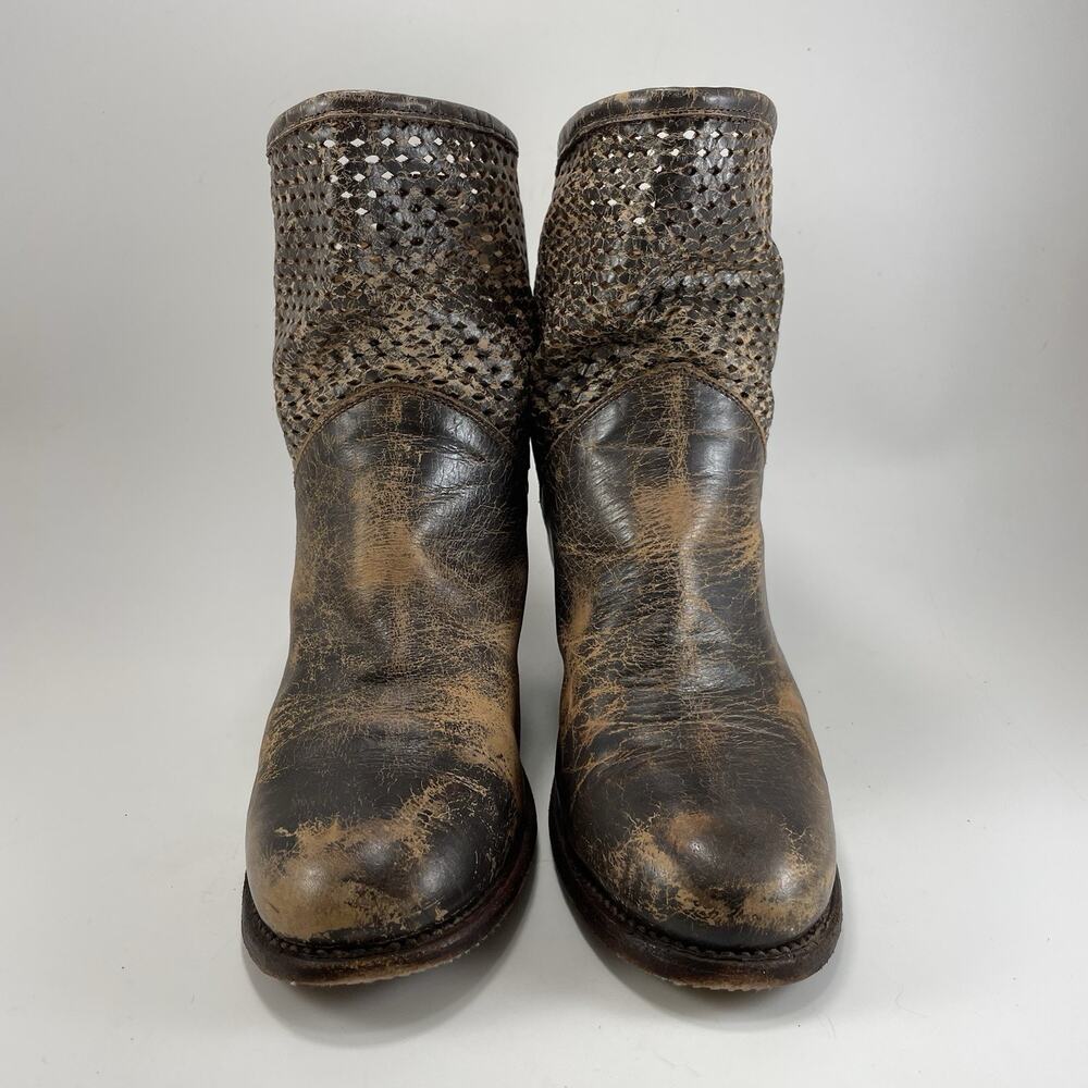 Bed Stu Cobbler Series Womens 9.5 Brown Distressed Leather Wedge Ankle Boots - Picture 2 of 14